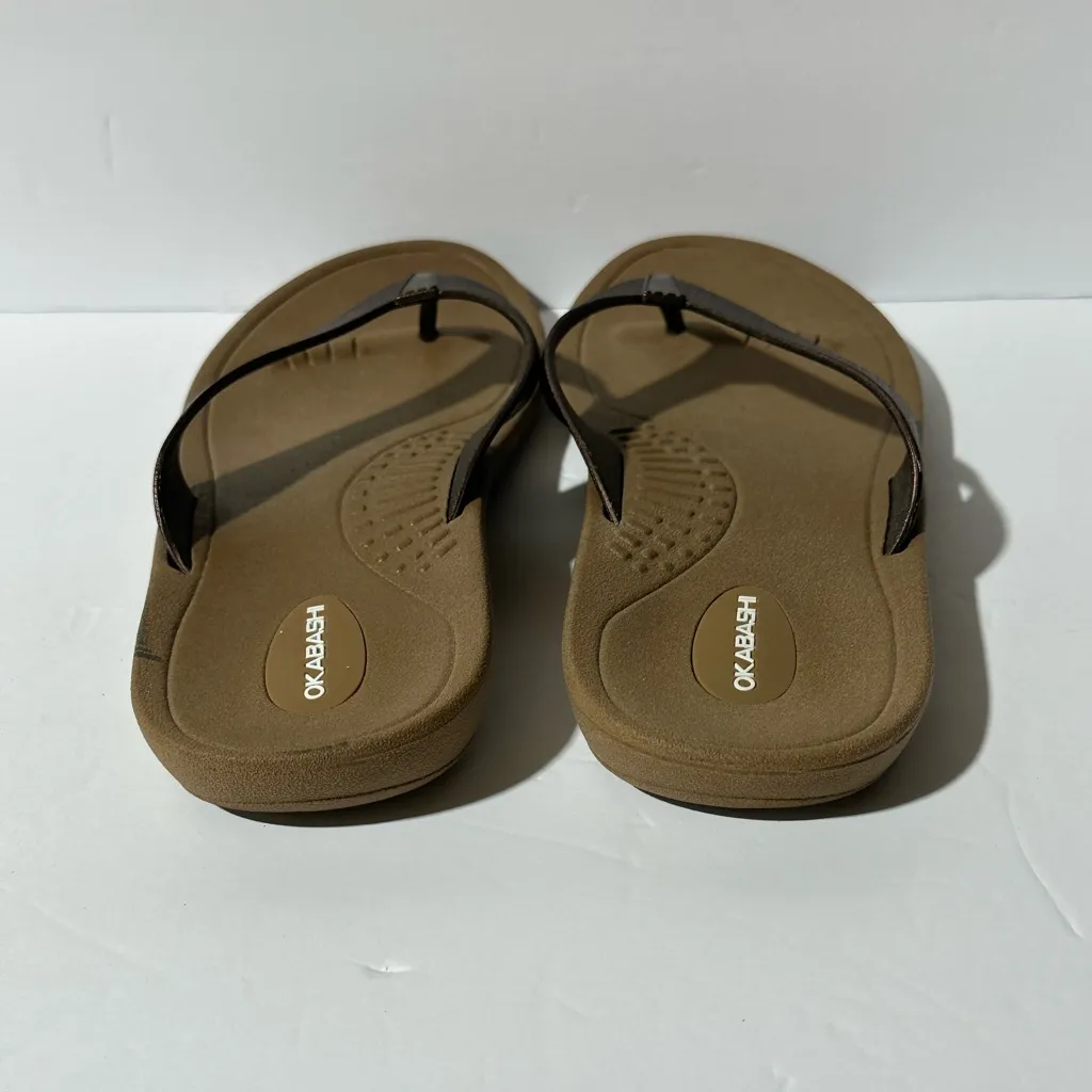 Okabashi Women’s Sculpted Footbed Waterproof FlipFlops size M/L Tan - Image 5