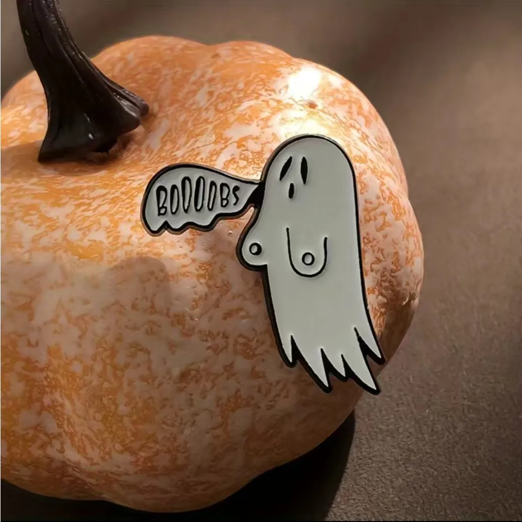 1pc Ghost White Enamel Pin, Brooch‎ Lapel Badge Cartoon Gothic Zinc Alloy Funky - Image 5