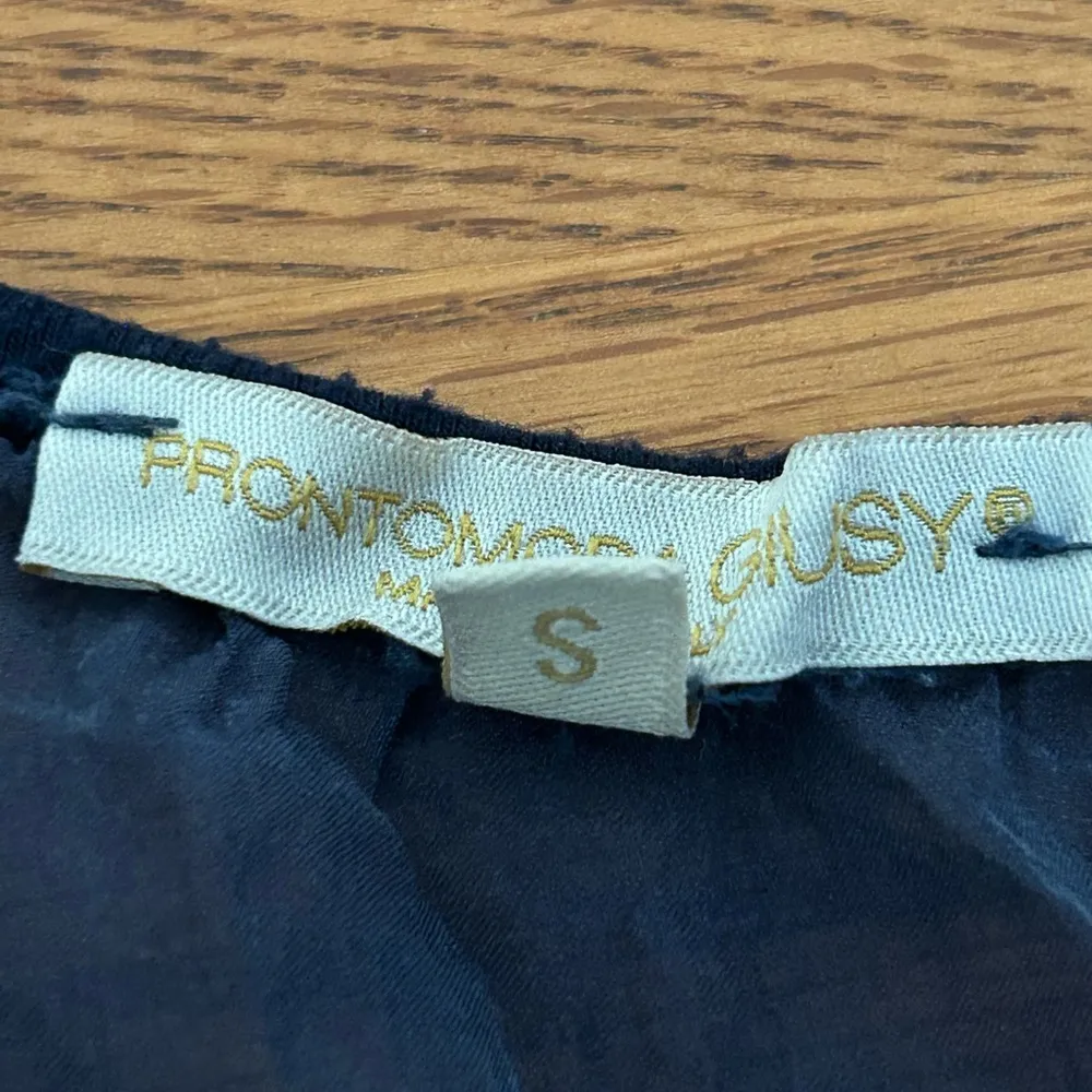 Prontomoda Giusy Silk Sleeveless Top Navy Blue Size S - Image 7