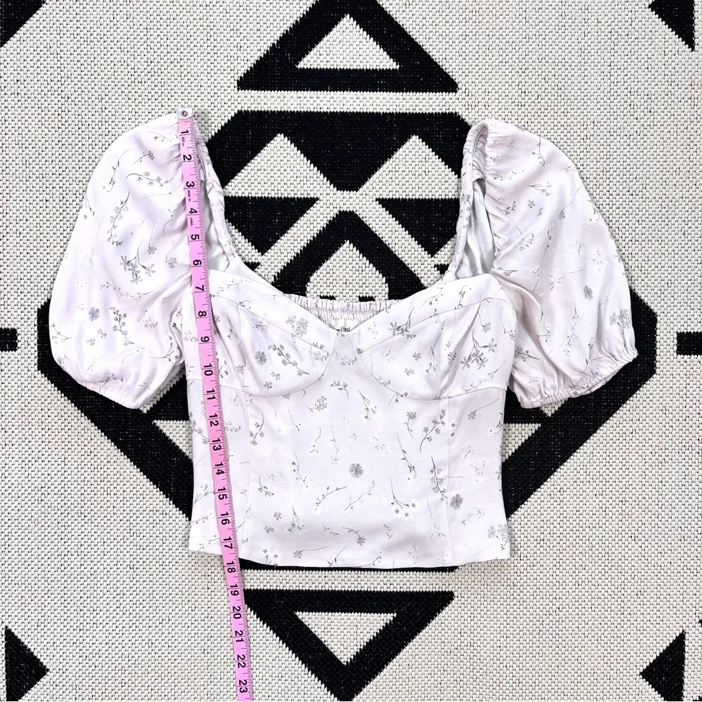 Wilfred Novella Floral Short Sleeve Bustier Blouse in Vin Gris - Ardoise Small - Image 6