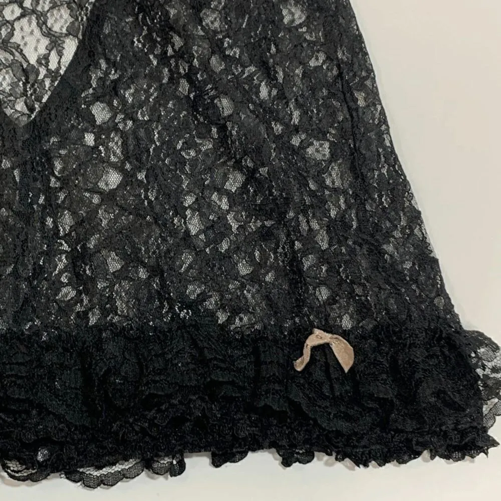 Victoria’s Secret Women’s Vintage Style Floral Lace Baby Doll Slip Black Size 34 - Image 6