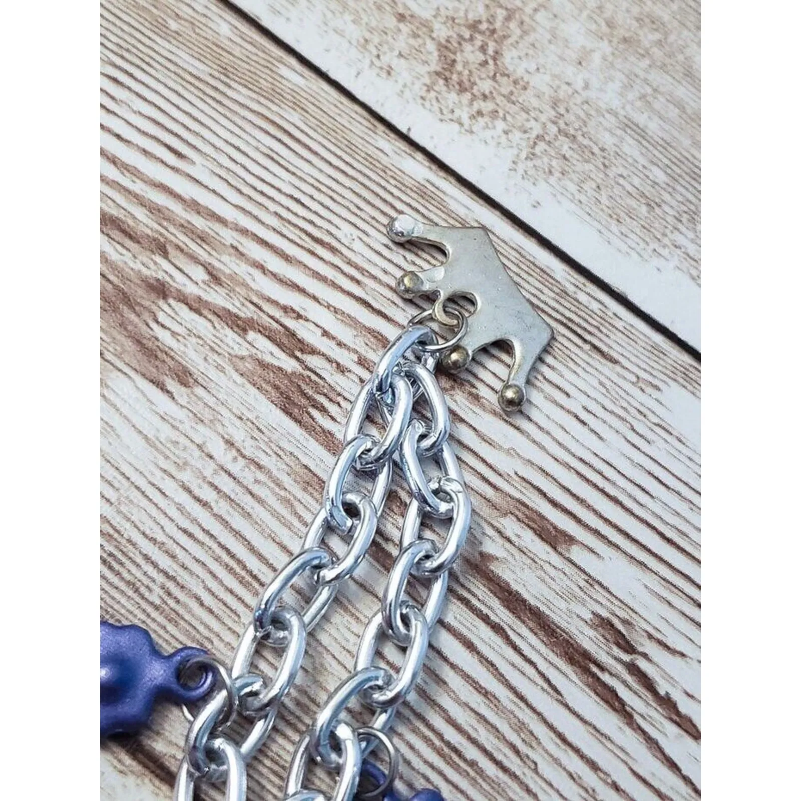 Silver Tone Bracelet with Queen Crown & Flowers - Image 2