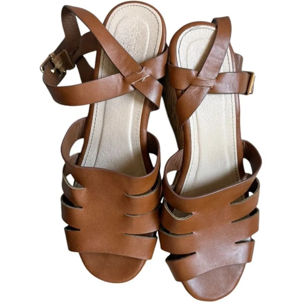 Womens Charlotte Russe Platform Strappy Black Wedge Cork Ankle Strap Sandals - 9 - Image 3