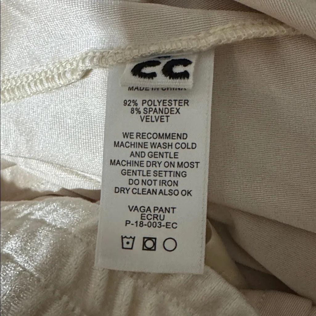 NWT Roucha Vaga Pant Ecru Cream Velvet Wide Leg Pants Size CC/12 W 14” - Image 7