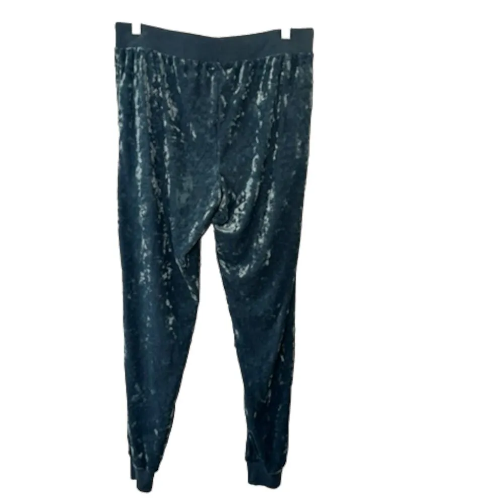 Aerie Blue Velour Loungewear Elastic Waist Jogger Pants Size Small - Image 4
