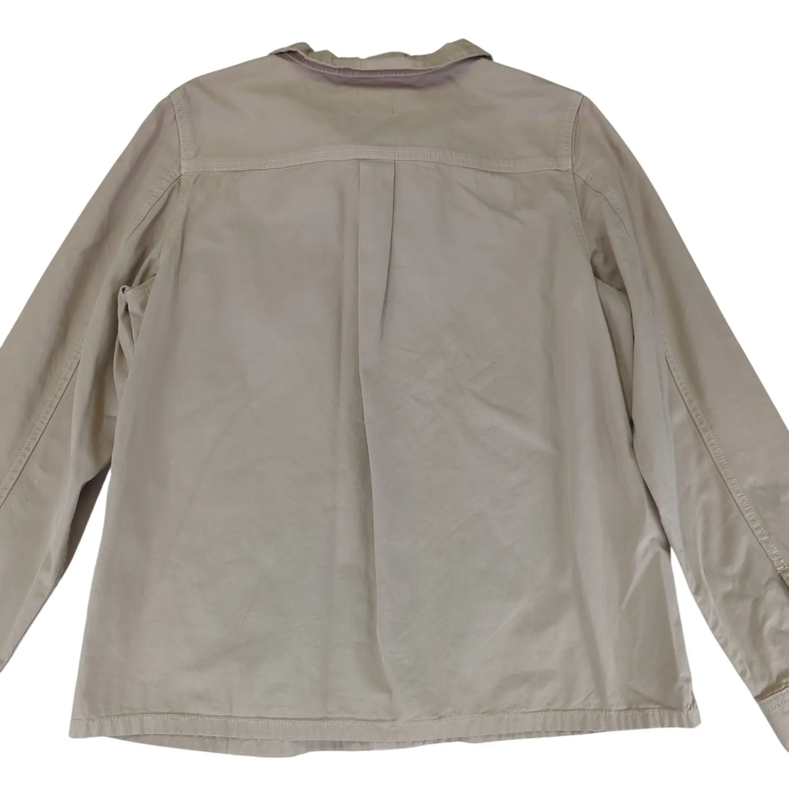 J.Crew Ruffled Chino Chore Jacket AW103‎ Button Front Utility Women's Size Small Tan - Image 5