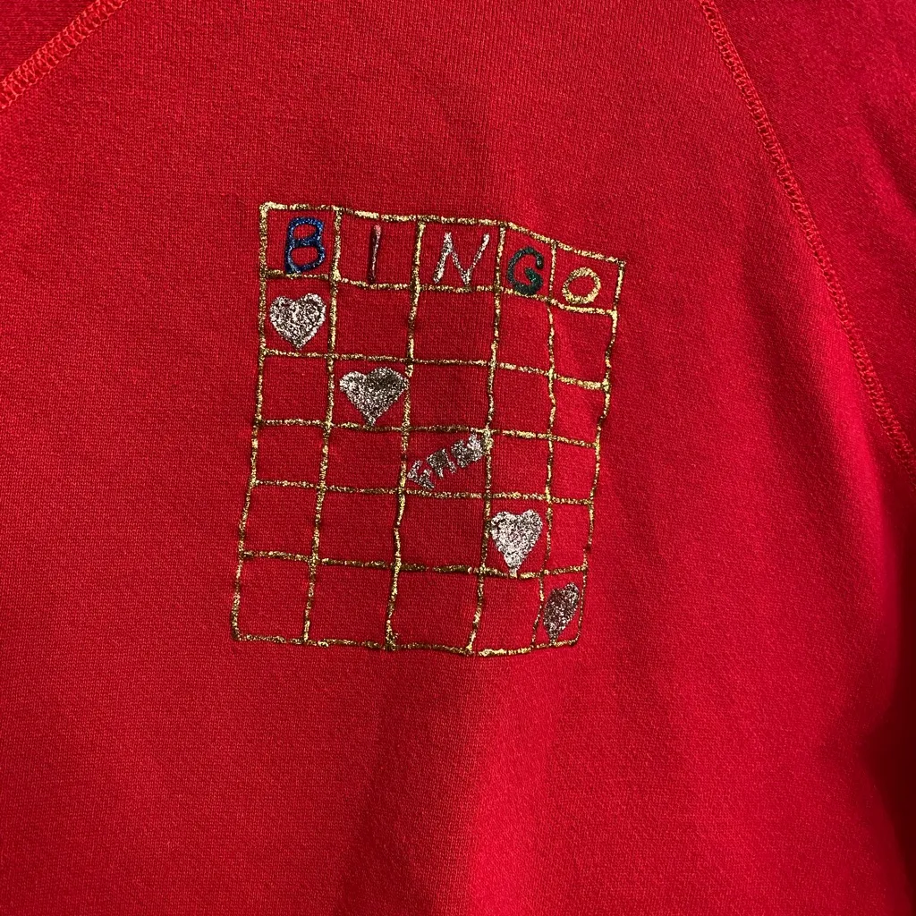 Vintage Homemade Bingo Sweatshirt Red - Image 2