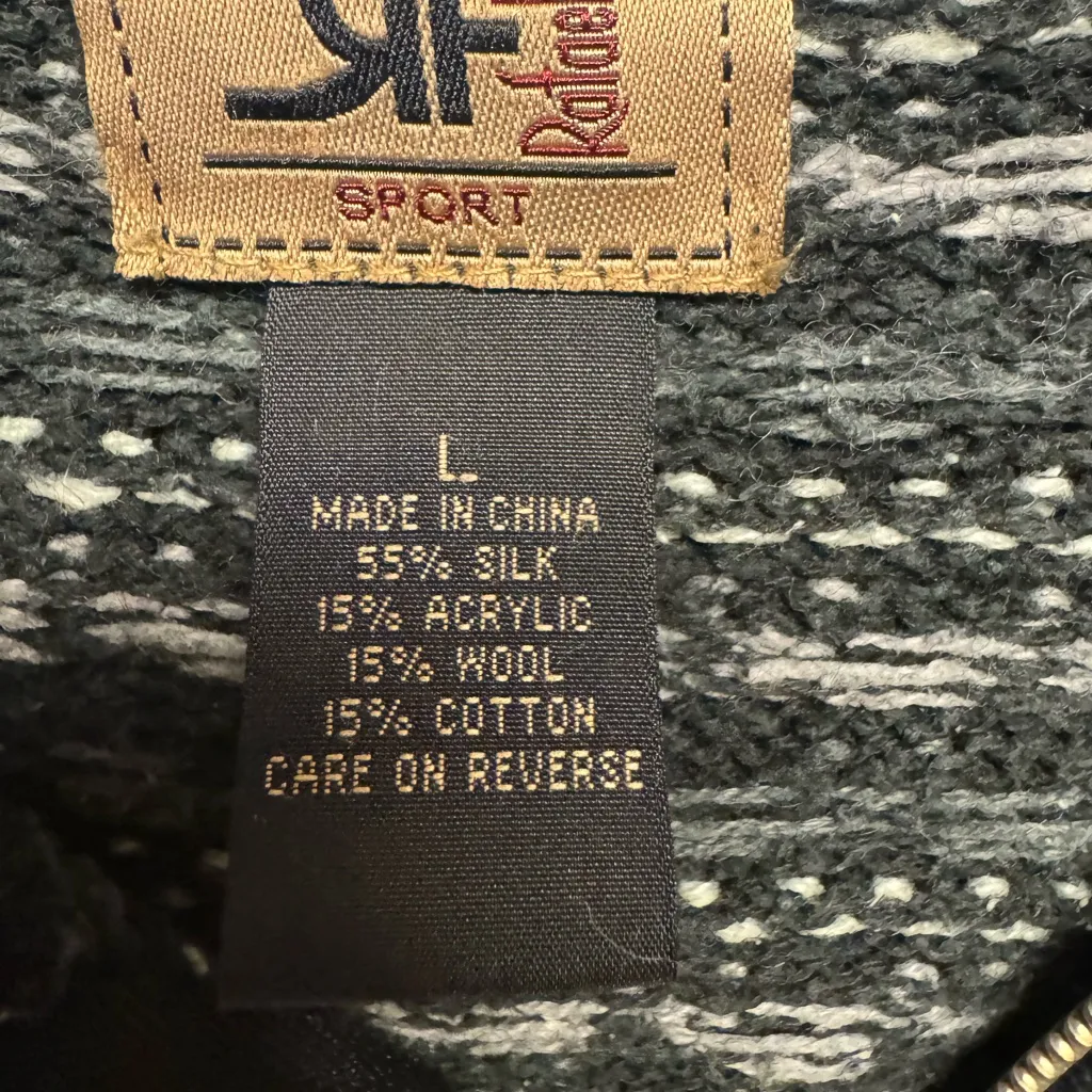 RAFAEL Black and White Textured Knit Gray Size L - Image 4