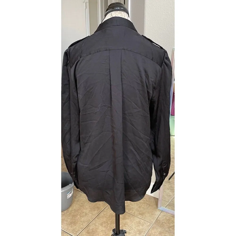 Banana Republic Womens Blouse Sz Medium Long Sleeve Preppy Office Siren Gothic - Image 7