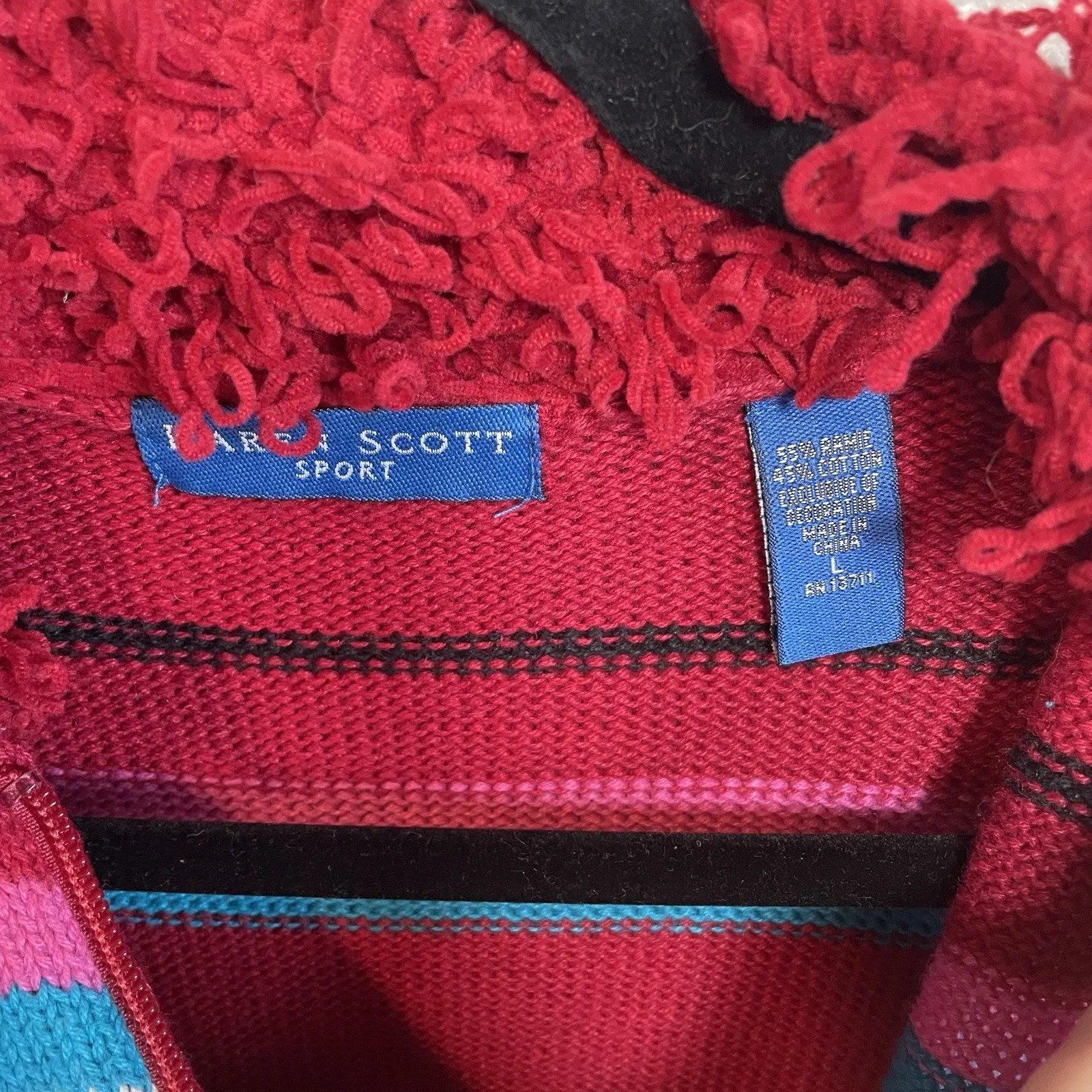 Vtg Karen Scott Ugly Christmas Sweater Women Large Red Full Zip Cardigan Snowman - Image 5