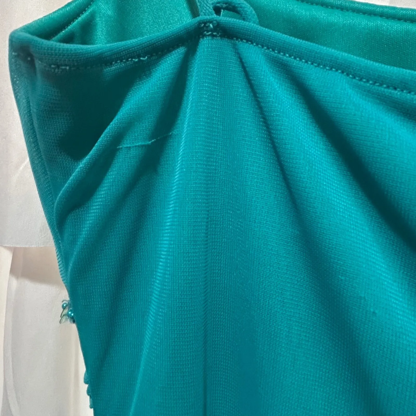 Ruby Rox Ruched Strappy Teal Mini Dress Medium Beaded Embellished Y2k Fairycore‎ - Image 10