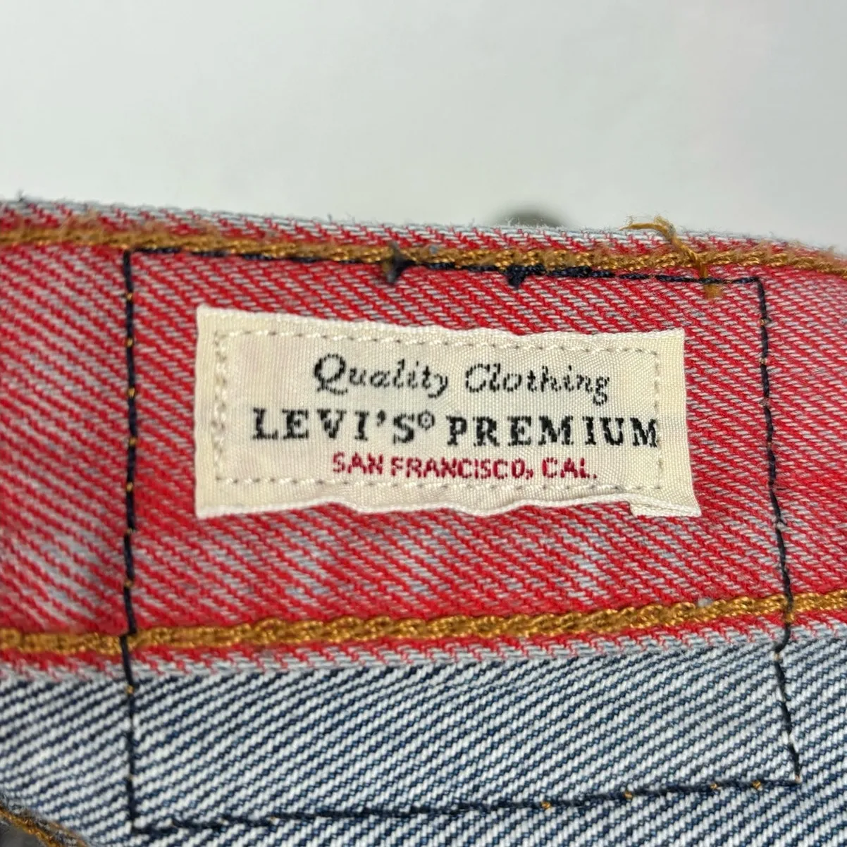 Levi's 501 Premium High Rise Colorblock Moto Denim Shorts Size 32 - Image 4