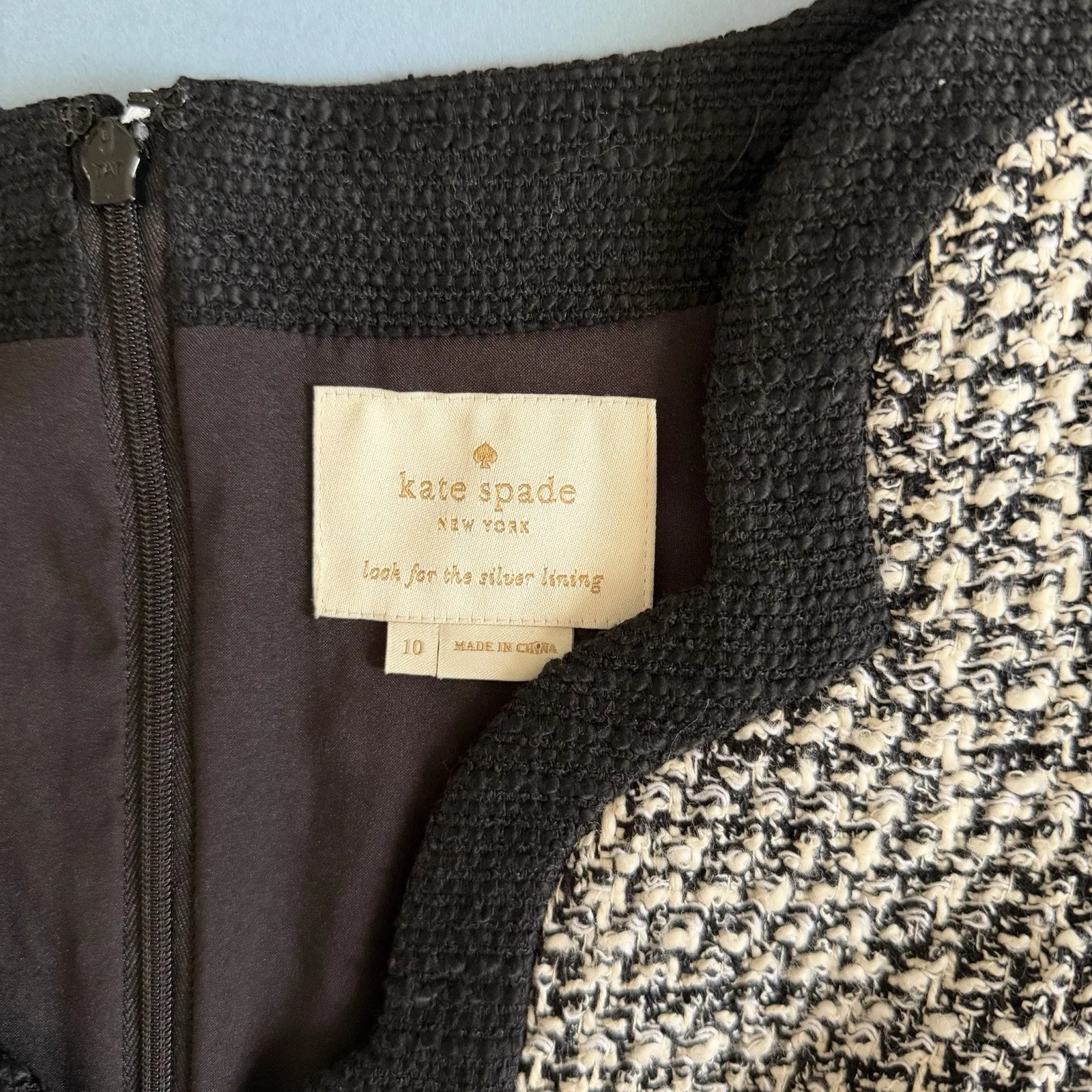 Kate Spade New York Scalloped Tweed Black White Boucle Mini Dress - Image 6