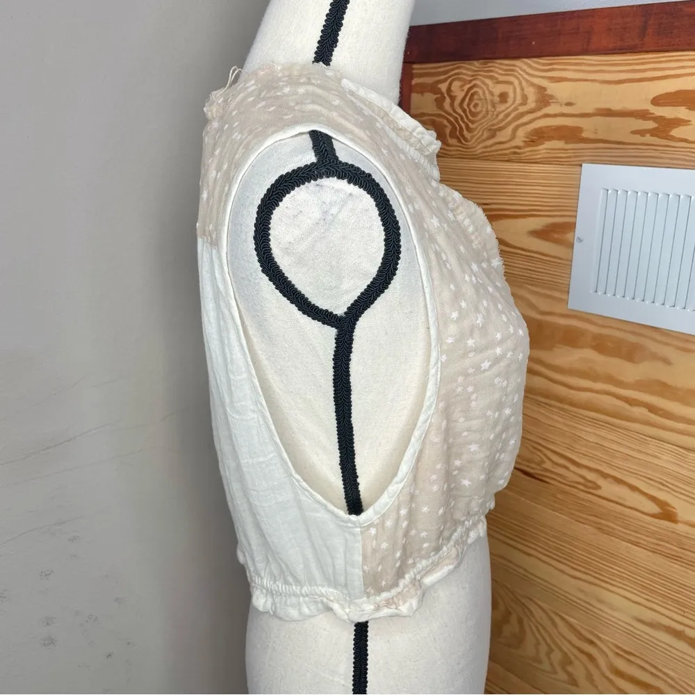 Maison Scotch by Scotch & Soda Beige White Cropped Gauzy Sleeveless Blouse - Image 2