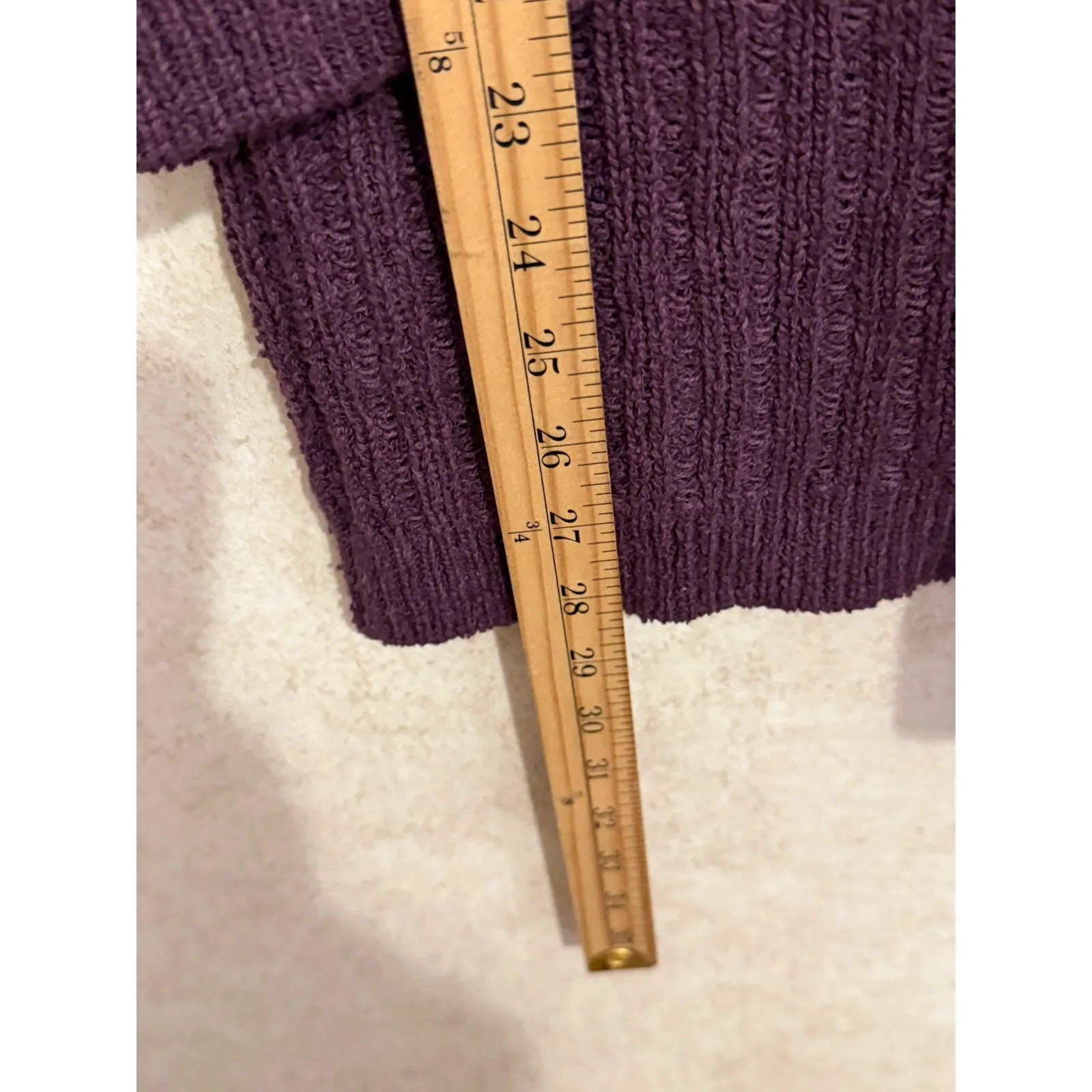 Peruvian Connection Purple Ribbed Knit Pima Cotton Sweater Medium Cabincore - Image 3