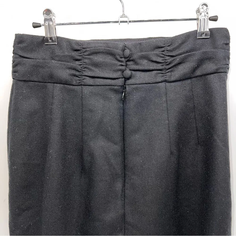 Nanette Lapore Black Wool Blend Mini Skirt w/Ruched Waistband/Pleated Front-Sz 4 - Image 5