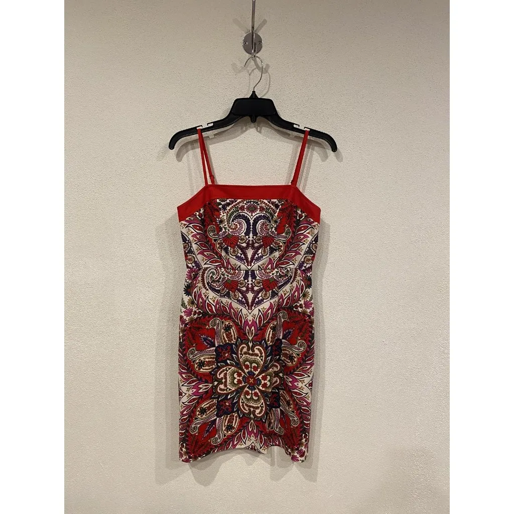 Maeve Anthropologie Dress Womens 4 Petite Red Multicolor Paisley Boho Strap Mini - Image 2