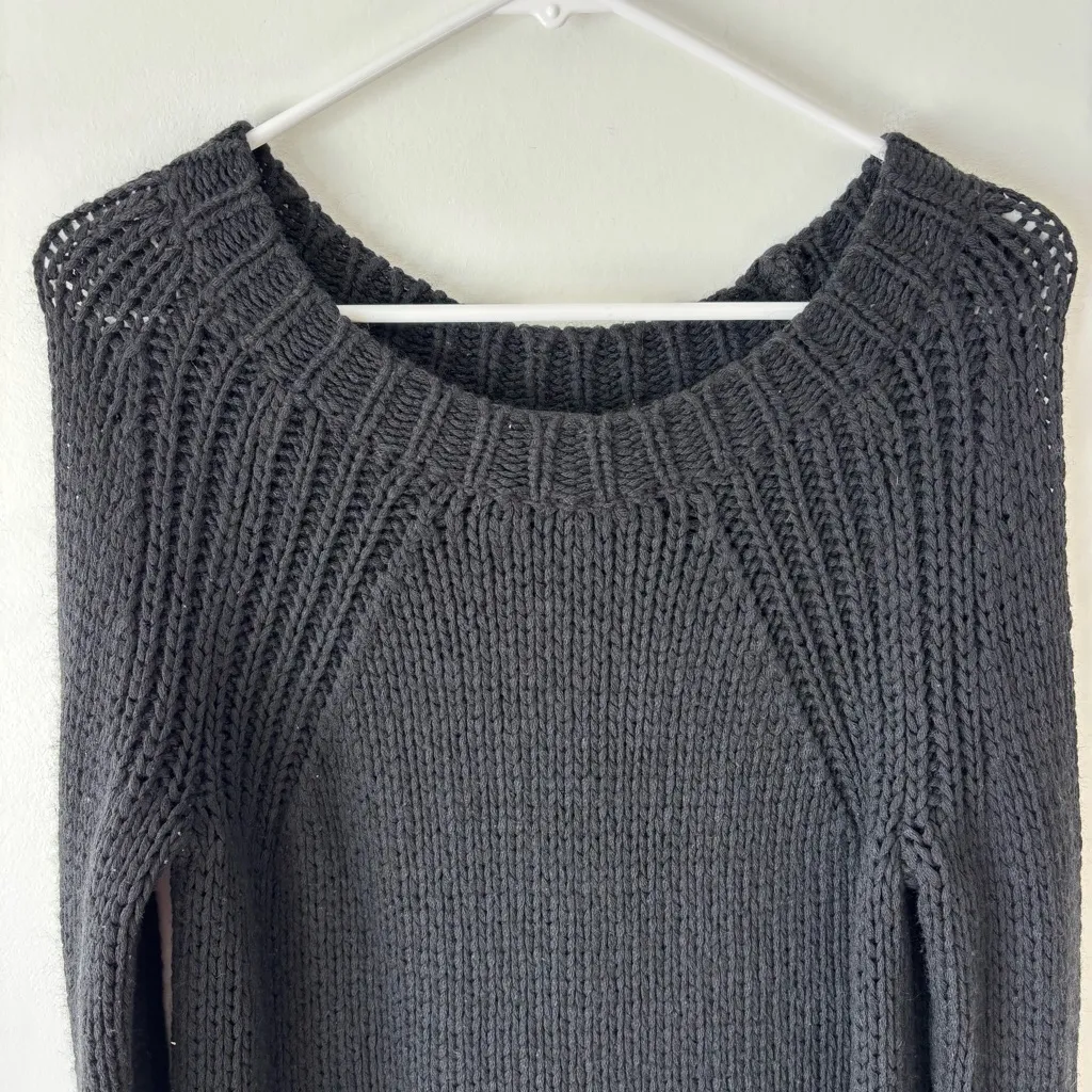 Ann Taylor Black Chunky Knit Wool Blend Sweater Relaxed Fit Warm Ribbed - Image 2