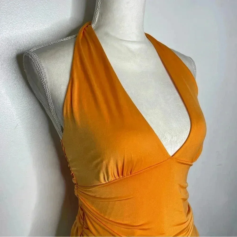 Out From Under Urban Outfitters Orange Halter Bodysuit Size Large NWT - Image 3