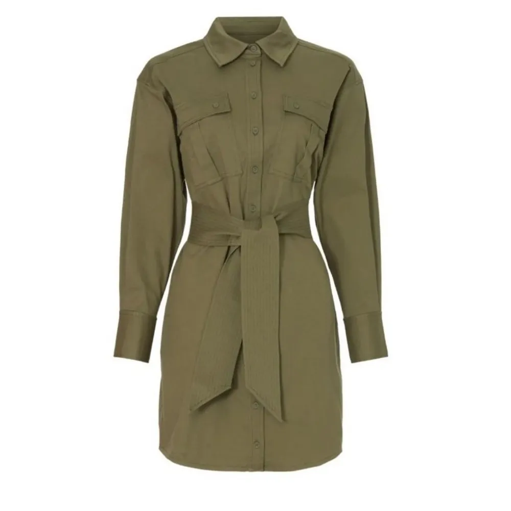 MARISSA WEBB Belted Shirt Dress Olive Green Size 4 - Image 5