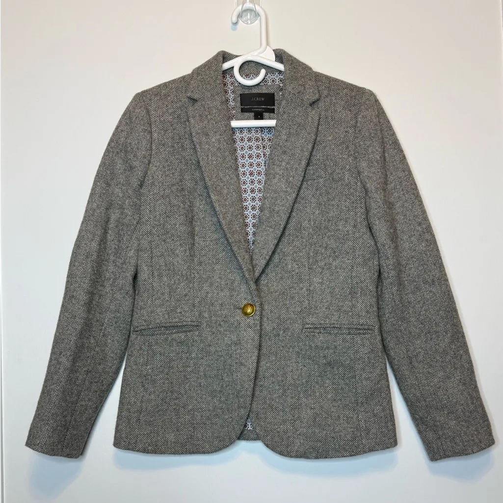 J.Crew  Campbell Donegal Blazer Wool Heather Graphite Sz 4 - Image 6