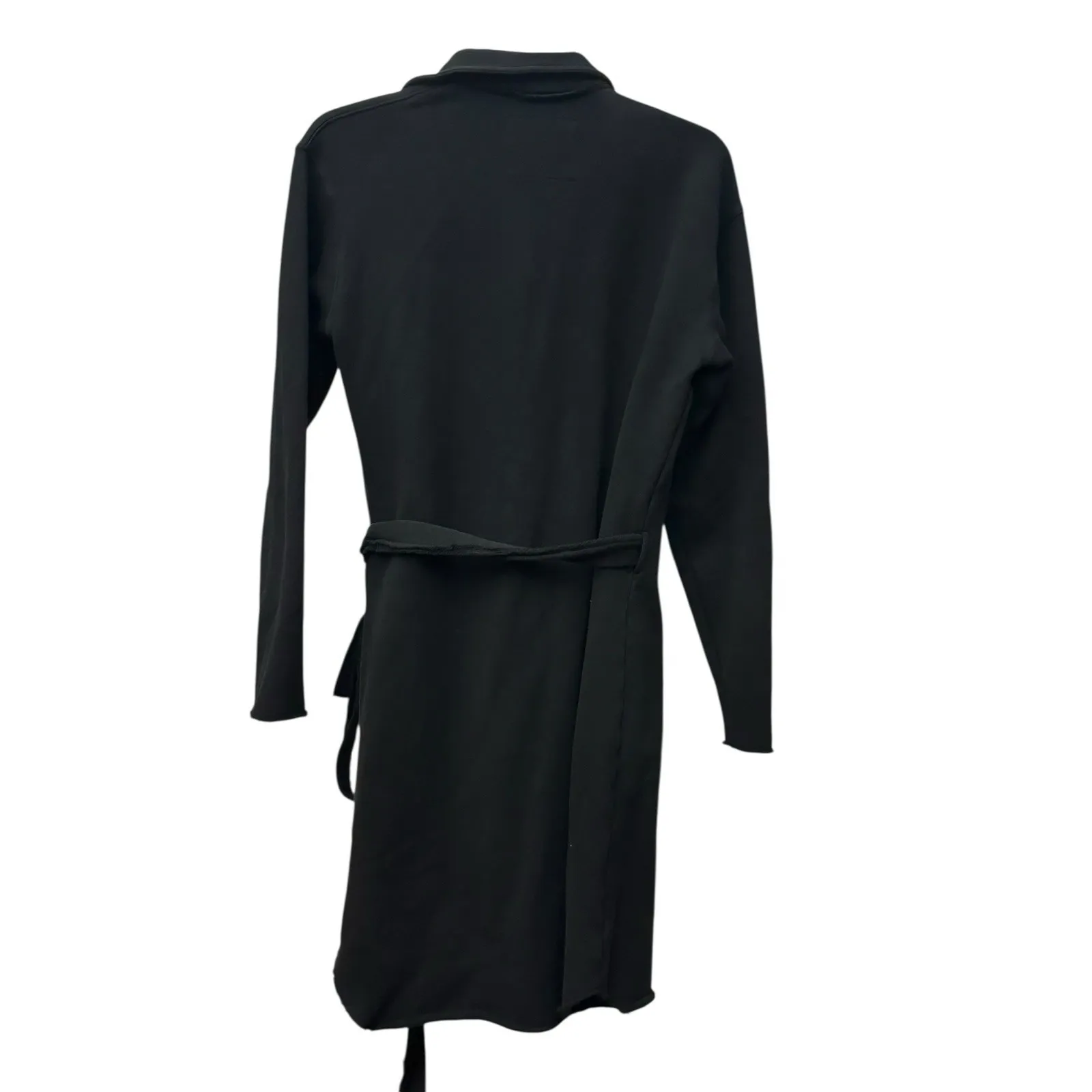 Frank & Eileen Willa Wrap Dress Womens Medium Triple Fleece Black Old Money - Image 7