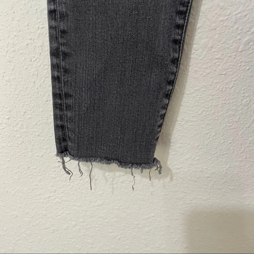 J Brand Grey Mid Rise Skinny Jeans Womens 23 Raw Hem Stretch Denim Casual - Image 4