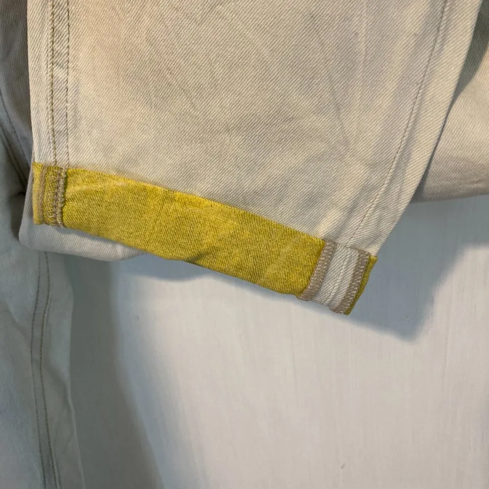 Meltin' Pot women's size 28 streaked light wash low waist roll cuff capri jeans Blue - Image 2