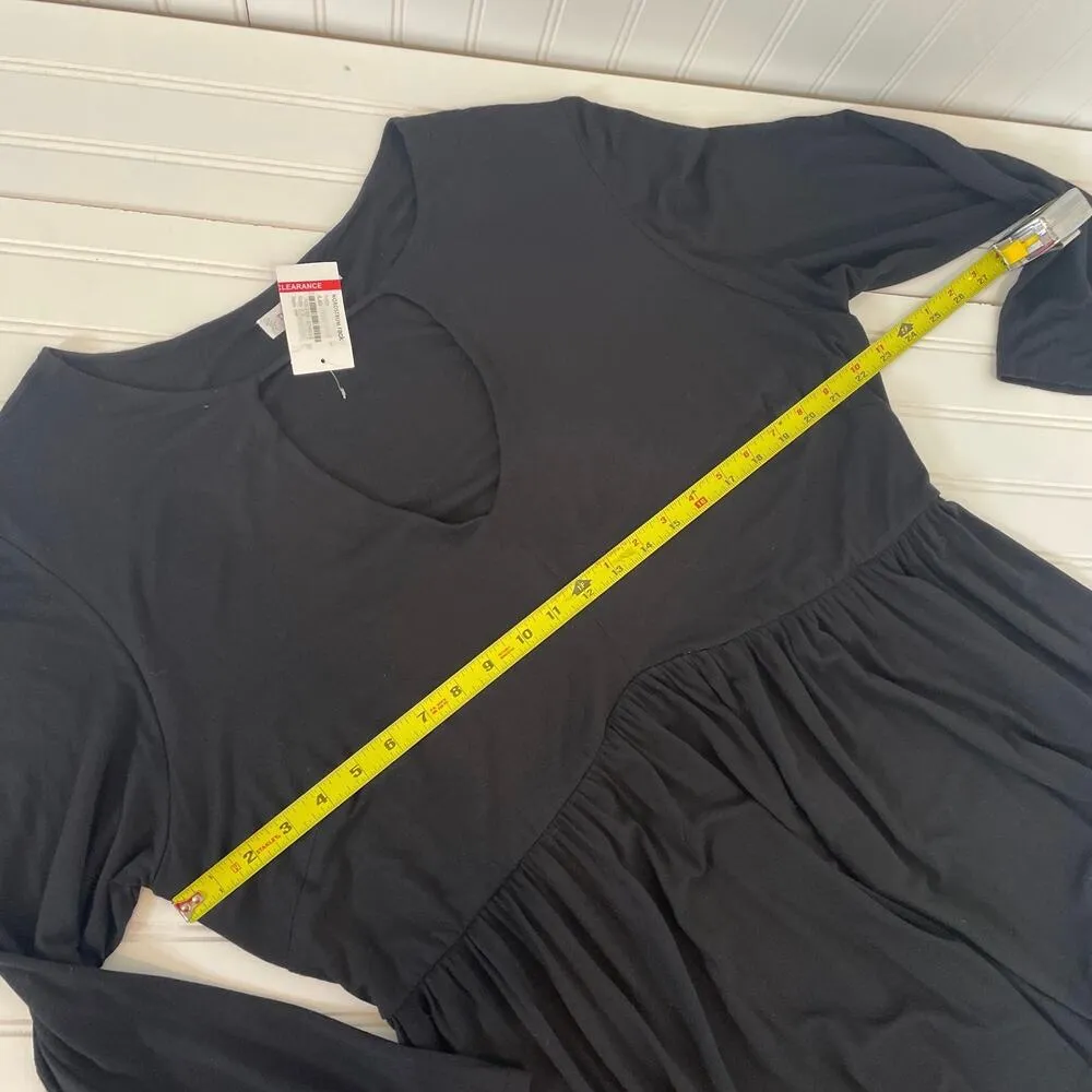 NWT The Vanity Room Black Keyhole Soft Jersey Long Sleeve Babydoll Dress Sz 2X - Image 5