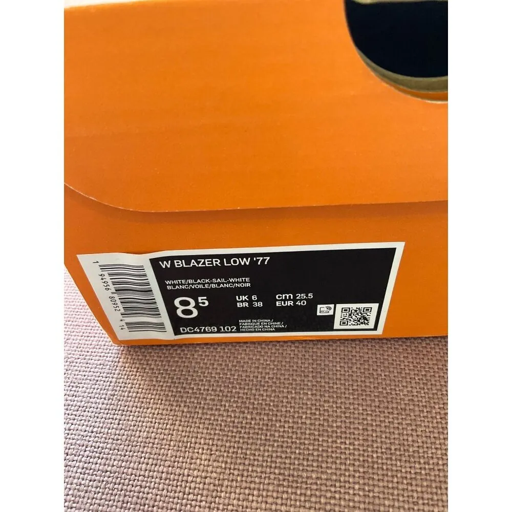 Nike Blazer Low '77 Sneakers in White Black Sail 8.5 with box Womens Athletic - Image 14