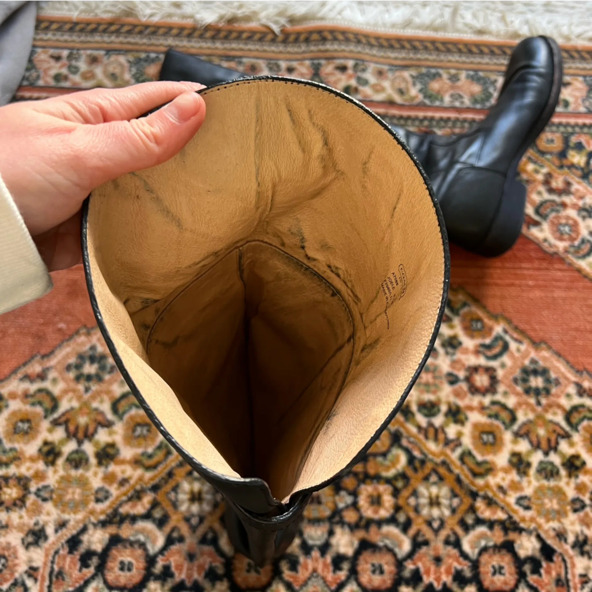 Coach Women's Joele Black Leather Tall Knee-High Buckle Riding Boots - Image 10