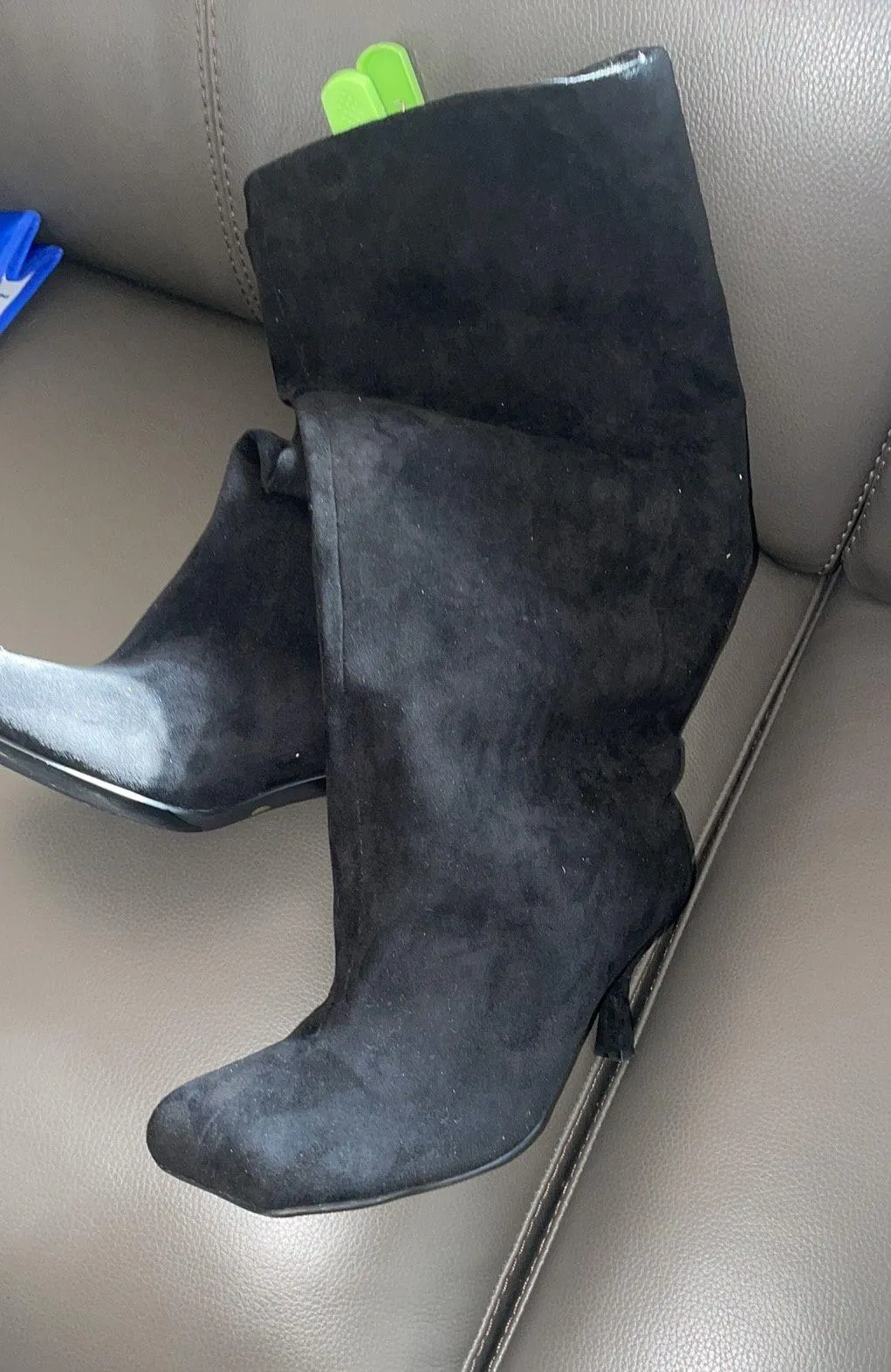 Suede Fashion Boots Black Size 9 - Image 2