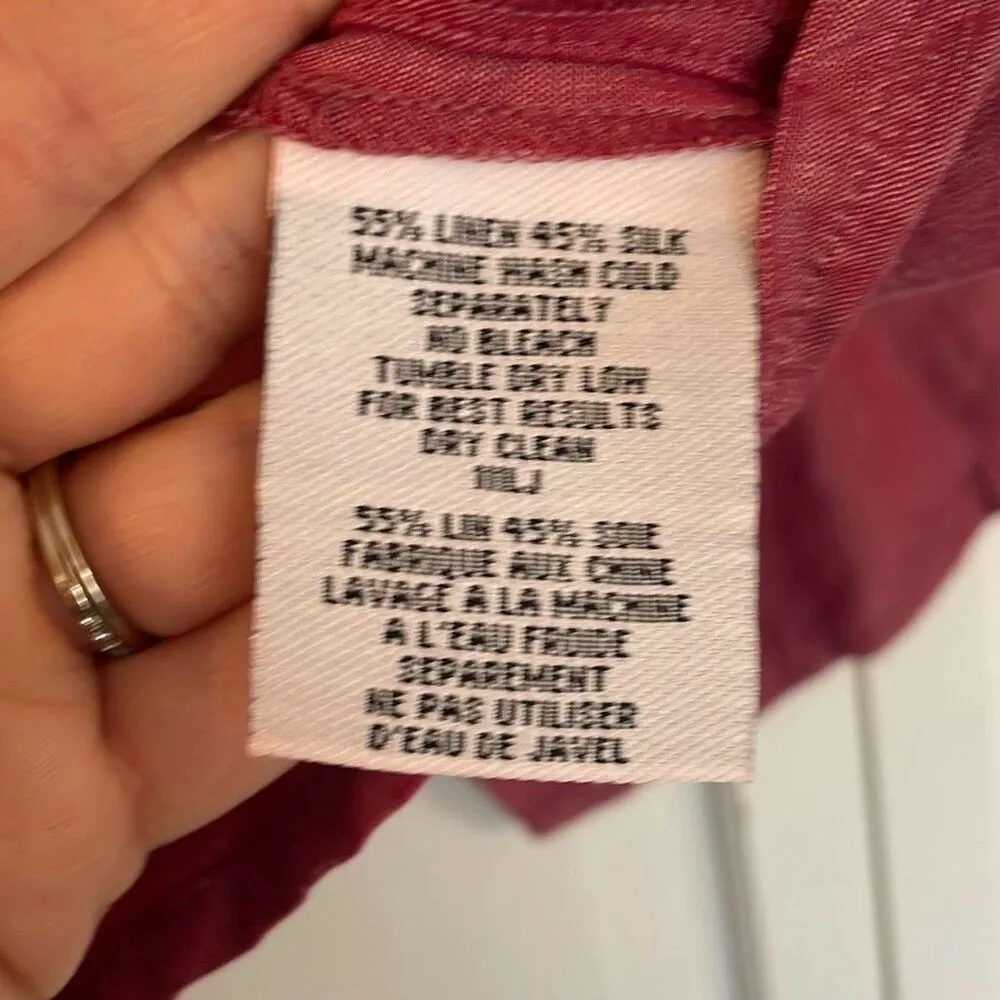 Eileen Fisher raspberry silk linen blend jacket size small - Image 4