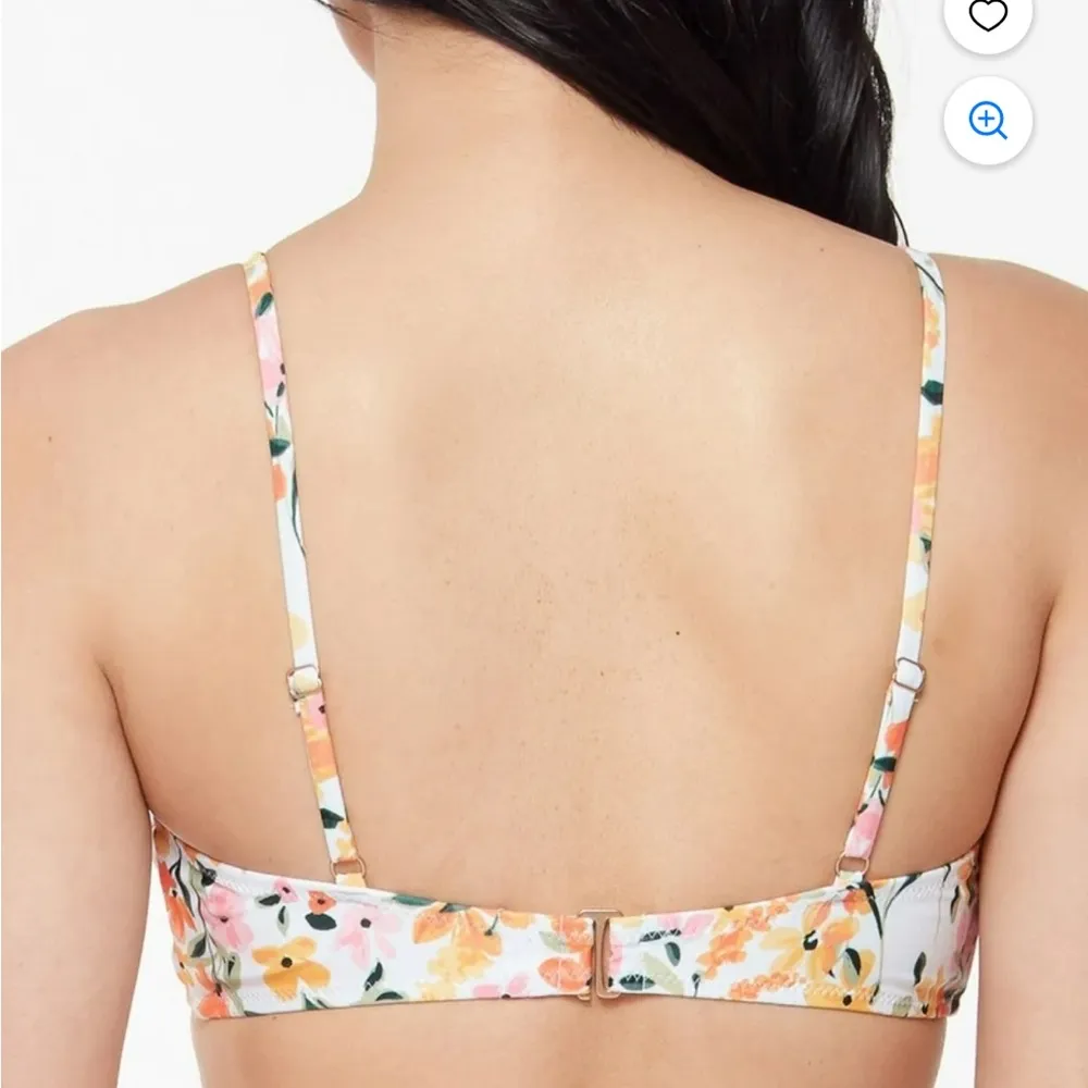 JESSICA SIMPSON White Floral Ruche Summer Dreaming Bikini Top Swimsuit Large NWT - Image 2