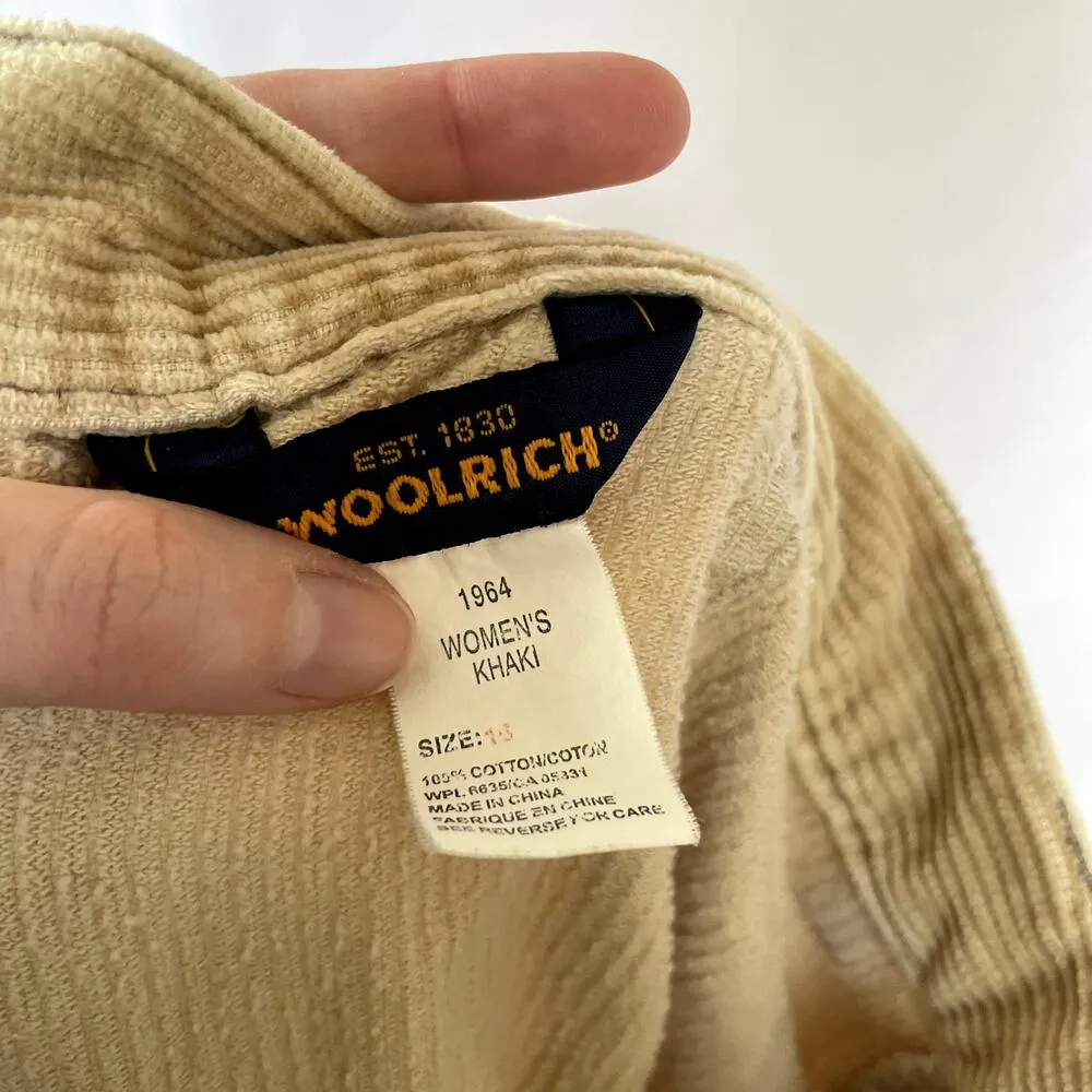Woolrich mustard yellow corduroy wide leg trousers women's khaki size 16 cotton - Image 7