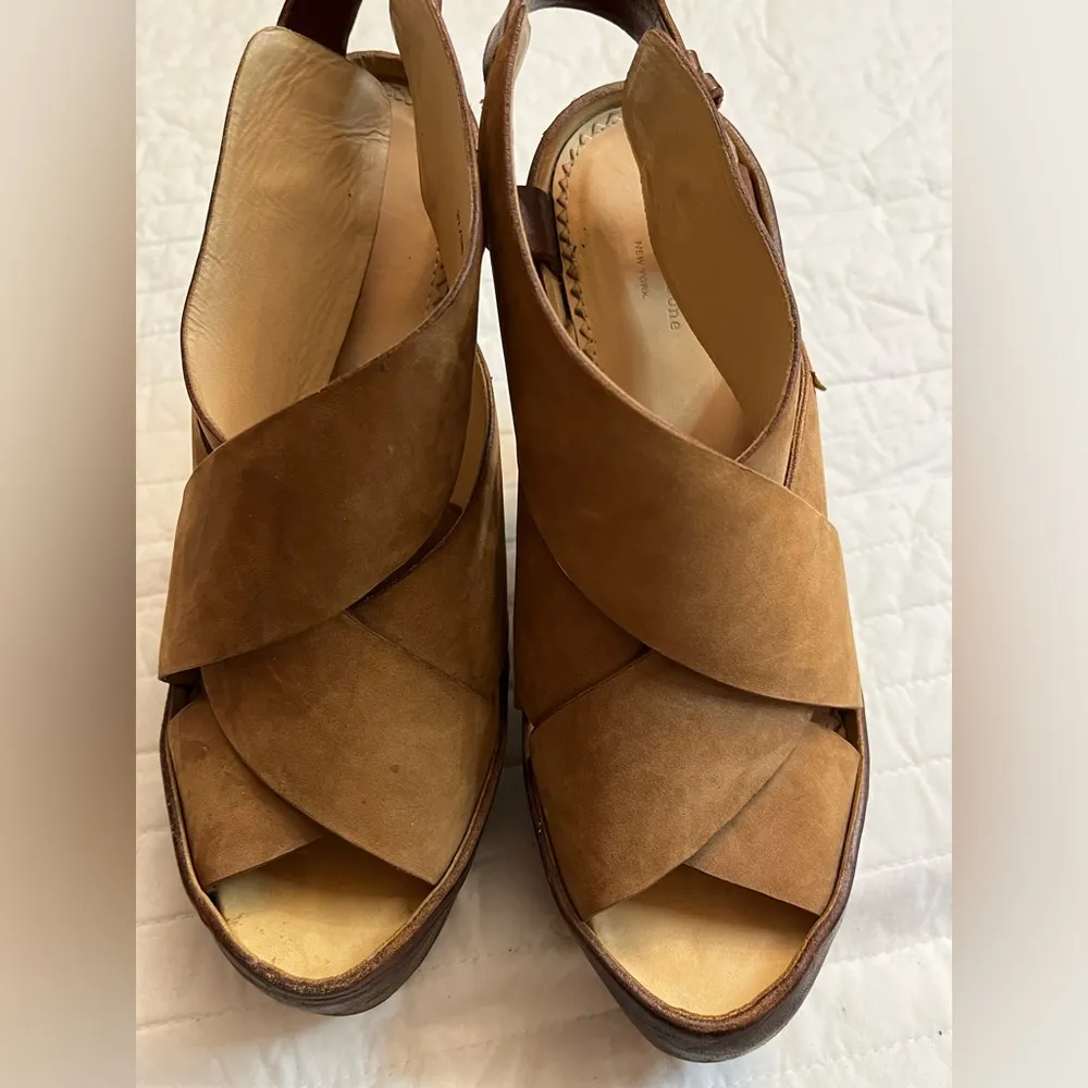 Rag & Bone Sandals Sloane Tan Nubuck Leather Platform Heel Slingback - Image 5