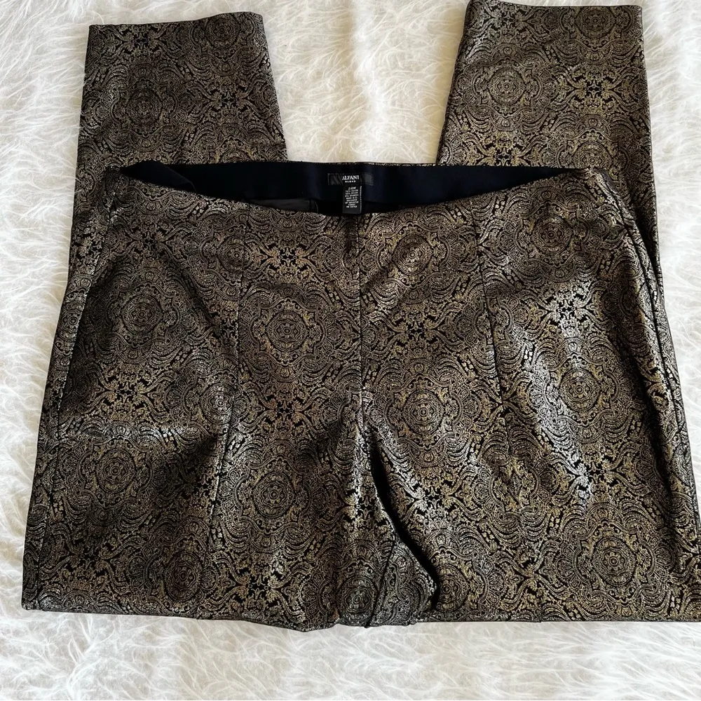 Alfani Pants Gold Metallic Stretch Skinny 24W Cocktail Party Holiday Glam Chic - Image 13