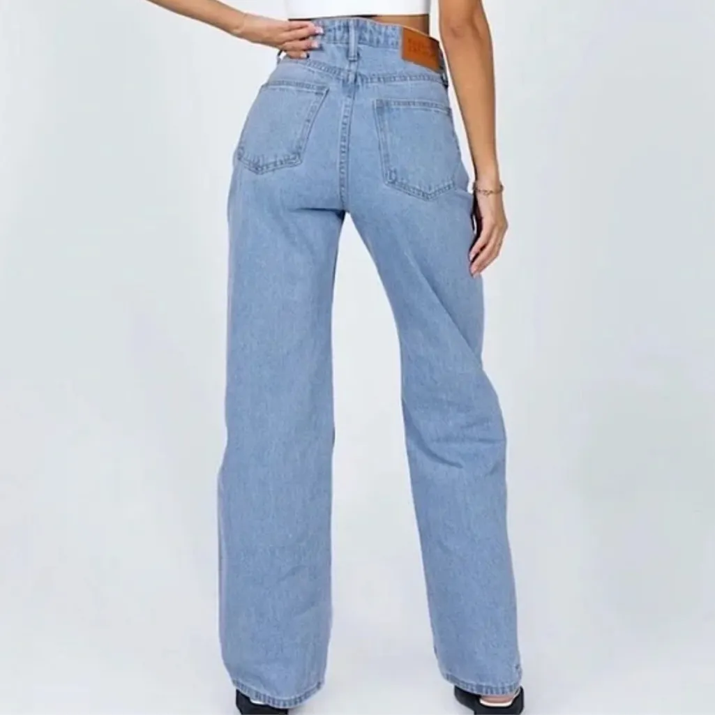 Princess Polly size 6 not an angel straight leg denim jeans stars preloved - Image 3