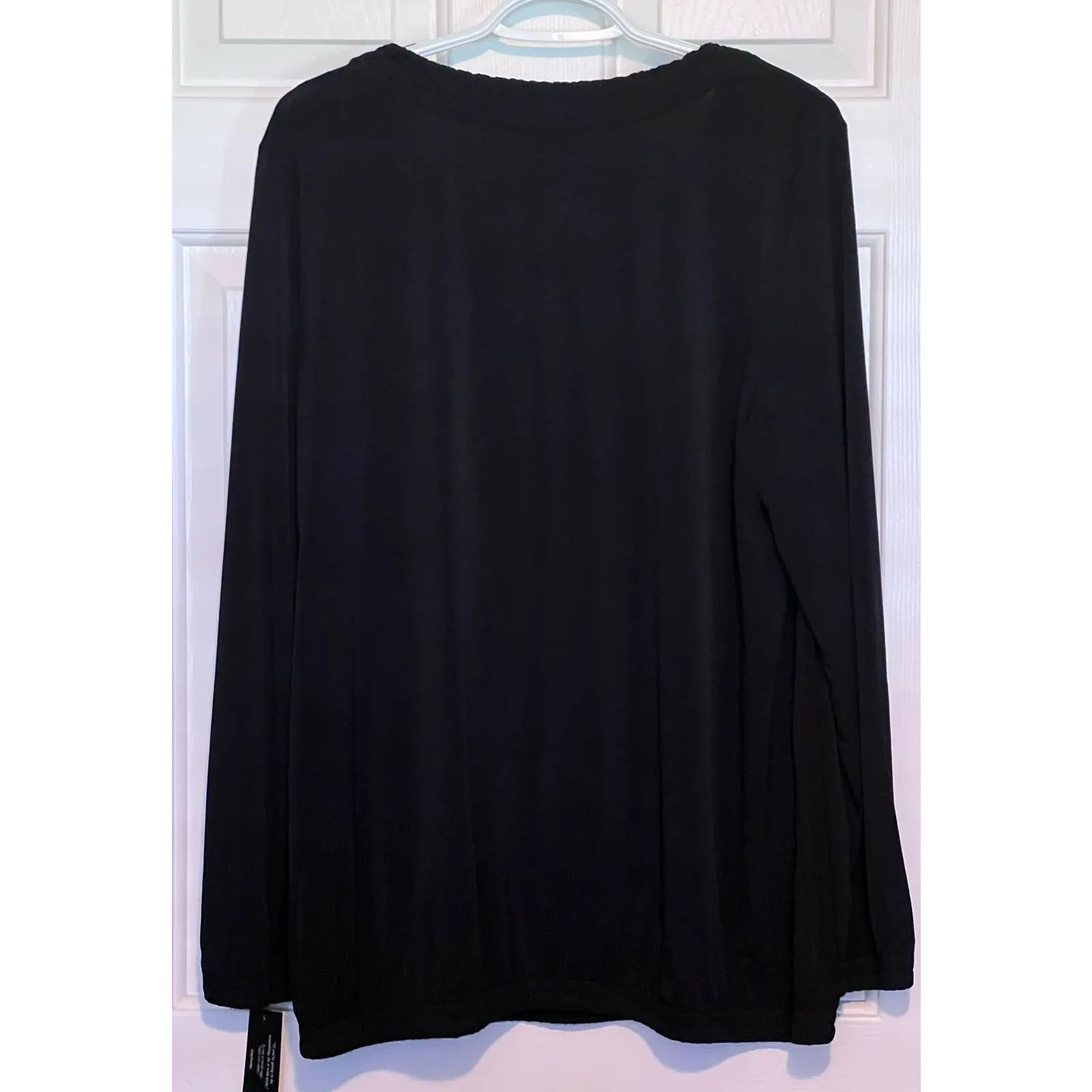 Daisy Fuentes Black Long‎ Sleeve Ribbed Elastic Cuffs Bottom Blouse Size XL NWT - Image 2