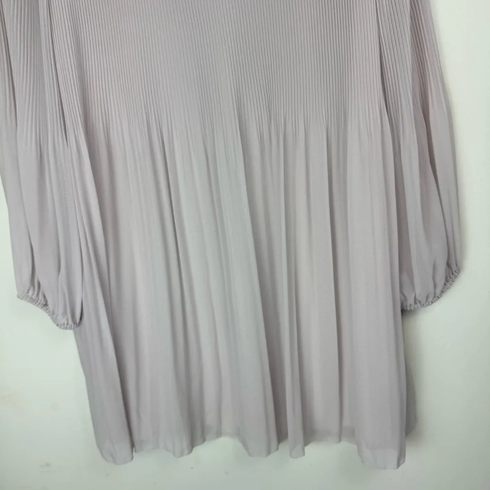Aritzia Wilfred Daydreamer Mini Dress Sz Small Cloudy Lilac Pleated Long Sleeves - Image 14