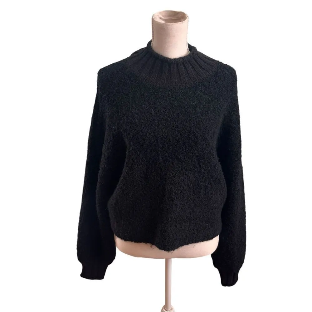 AE Bouclé Mock Neck Sweater Black M Size M - Image 6
