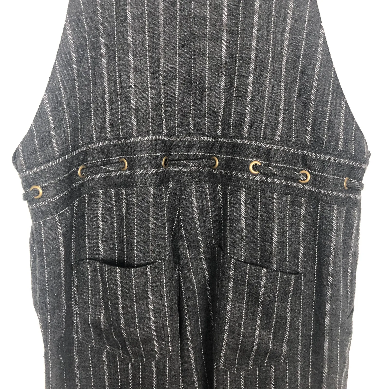 Black Pine Overalls Womens Small Cotton Dark Boho Barn Lumberjack Country Grunge Gray - Image 8