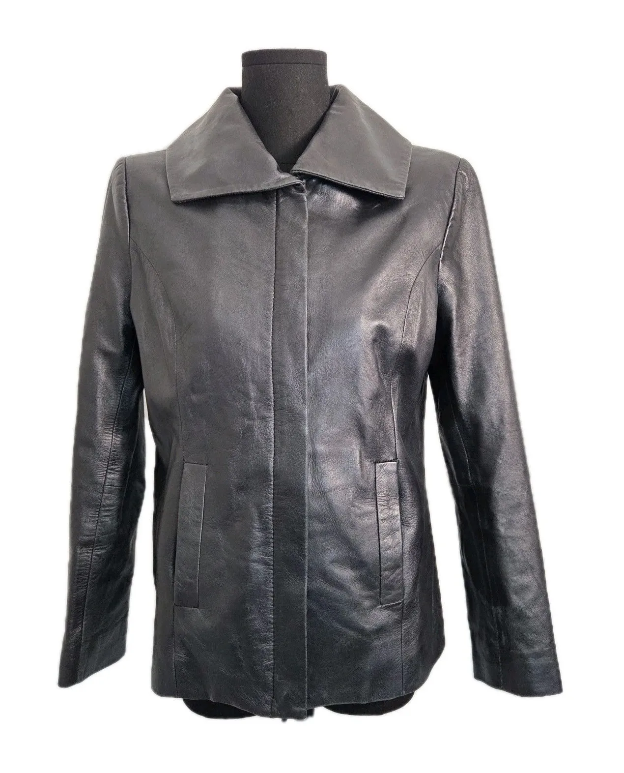 Bernardo Women's Black Zippered Leather Jacket Small Bomber Moto Soft Vintage - Image 1