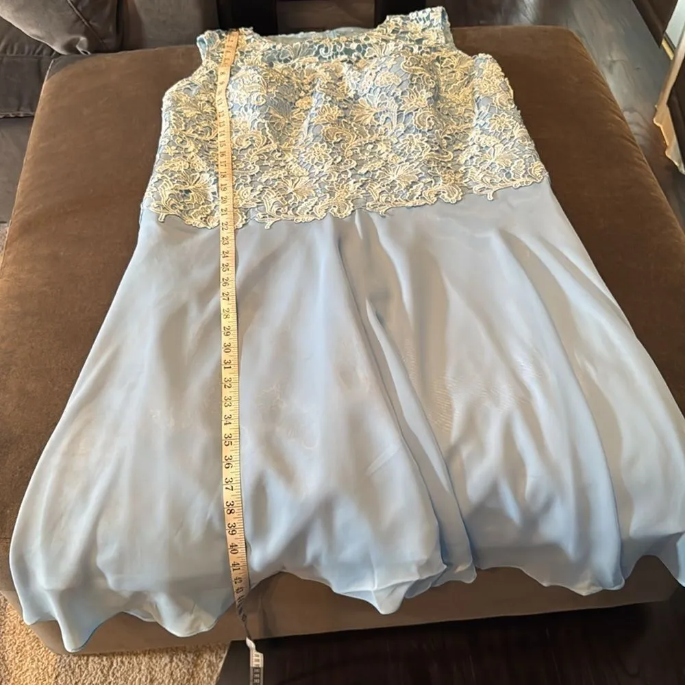 Women’s Pale Blue Chiffon & Lace Dress Matching Jacket Size XXL (20/22) - Image 12