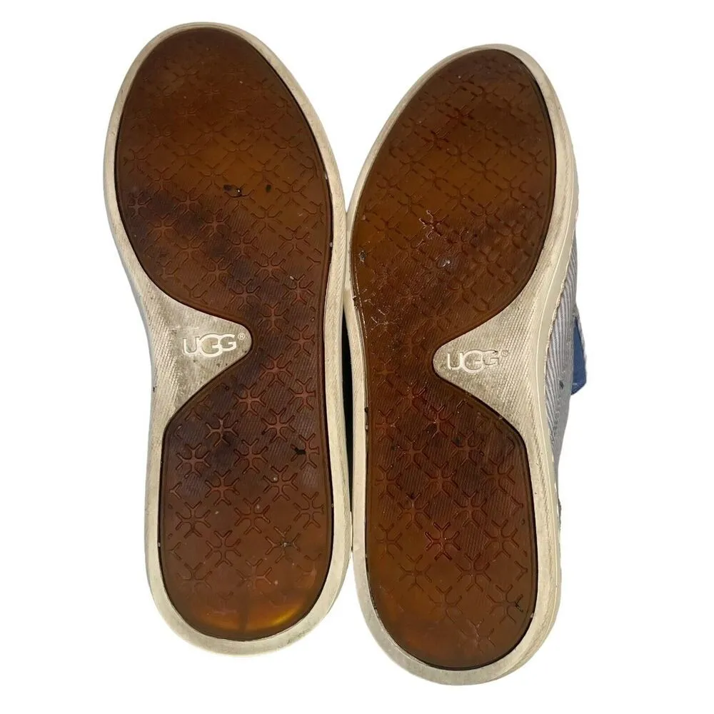 Ugg Australia Adley Boat Shoes Slip On Sneaker Women Blue Stripe Canvas Size 6.5 - Image 10