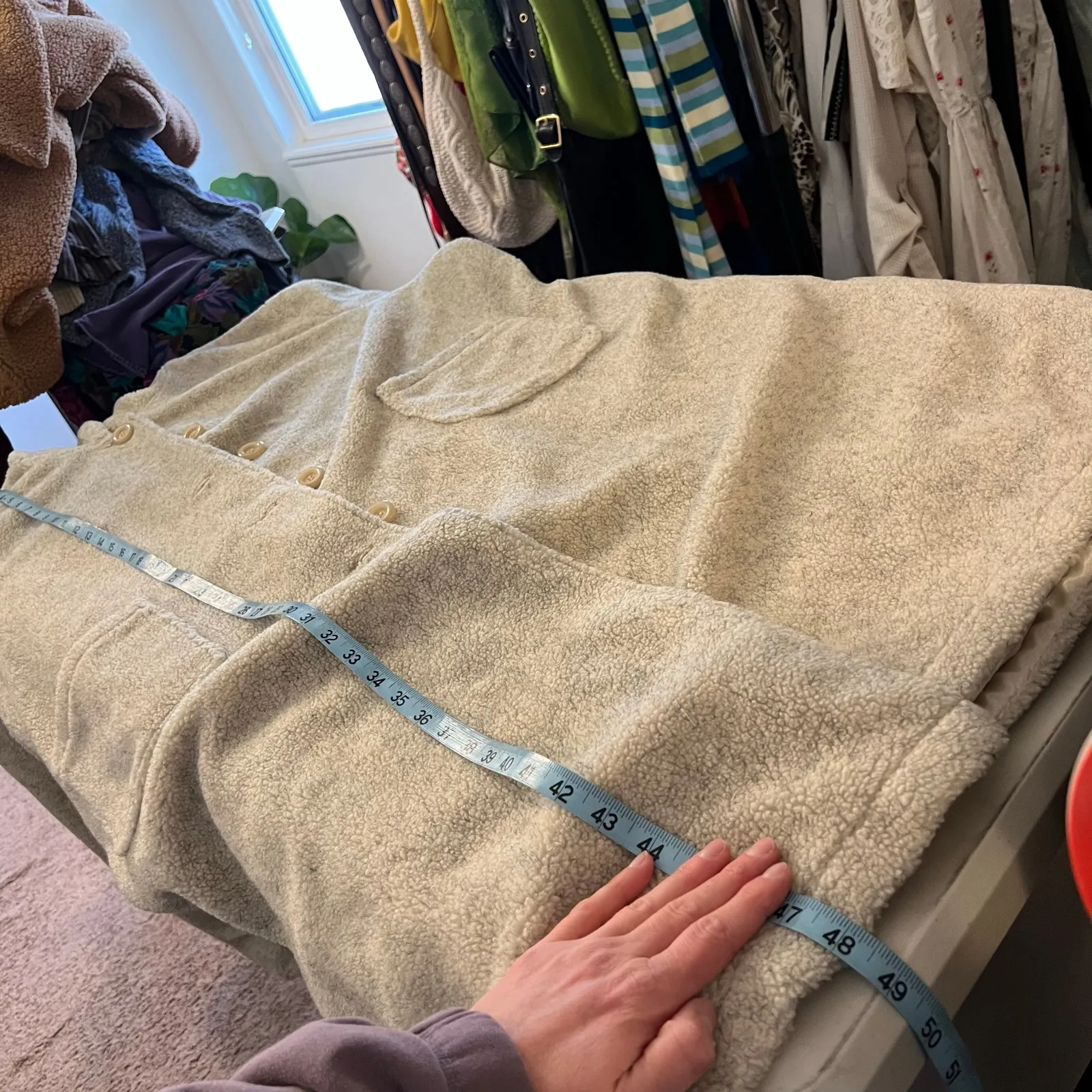 Vintage 90s Cream Plush Reversible Silk Long Oversized Hooded Coat Size 2X White - Image 10