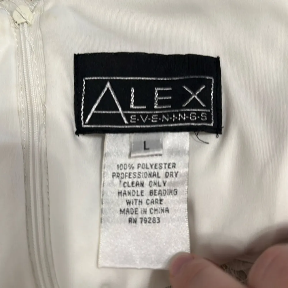 Alex Evenings Blouse ivory rose embroidered gold sequined evening blouse size L - Image 11