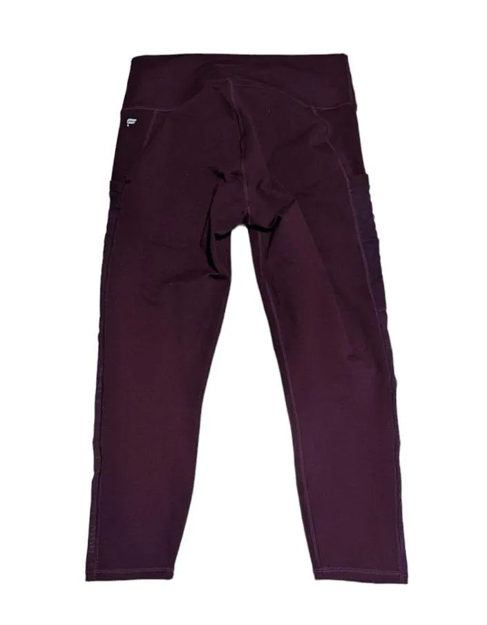 Fabletics Mila Pocket Capri Leggings Burgundy Maroon Womens Large Cropped Mesh - Image 3