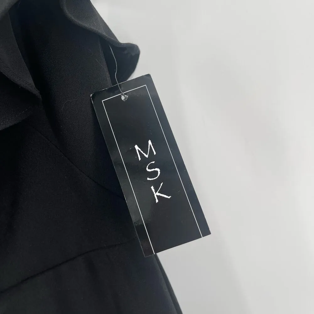 MSK Dress Size Small Maxi Formal Gown Black Evening Off the Shoulder Ruffle Prom - Image 5