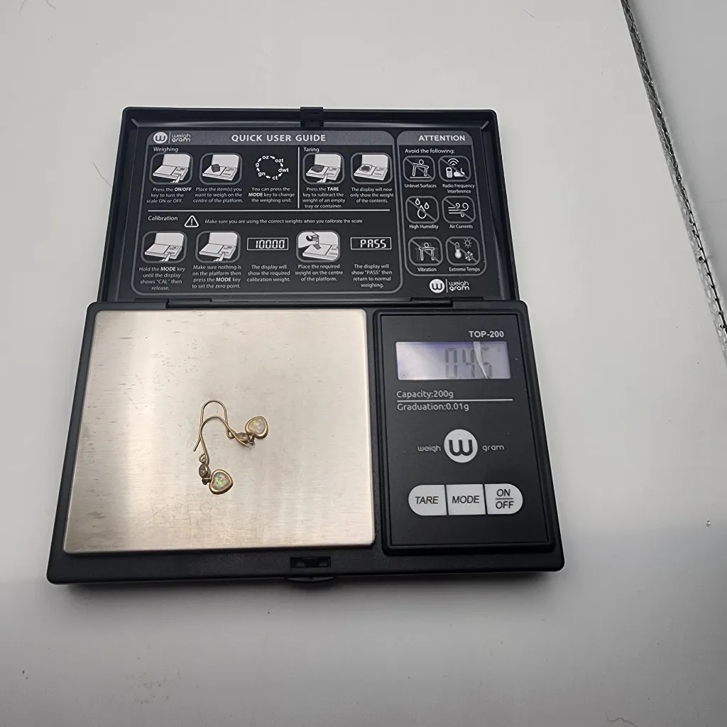 10 Karat Gold Fire Opal & Cubuc Zirconia Dangling Heart Hook Earrings - Image 9